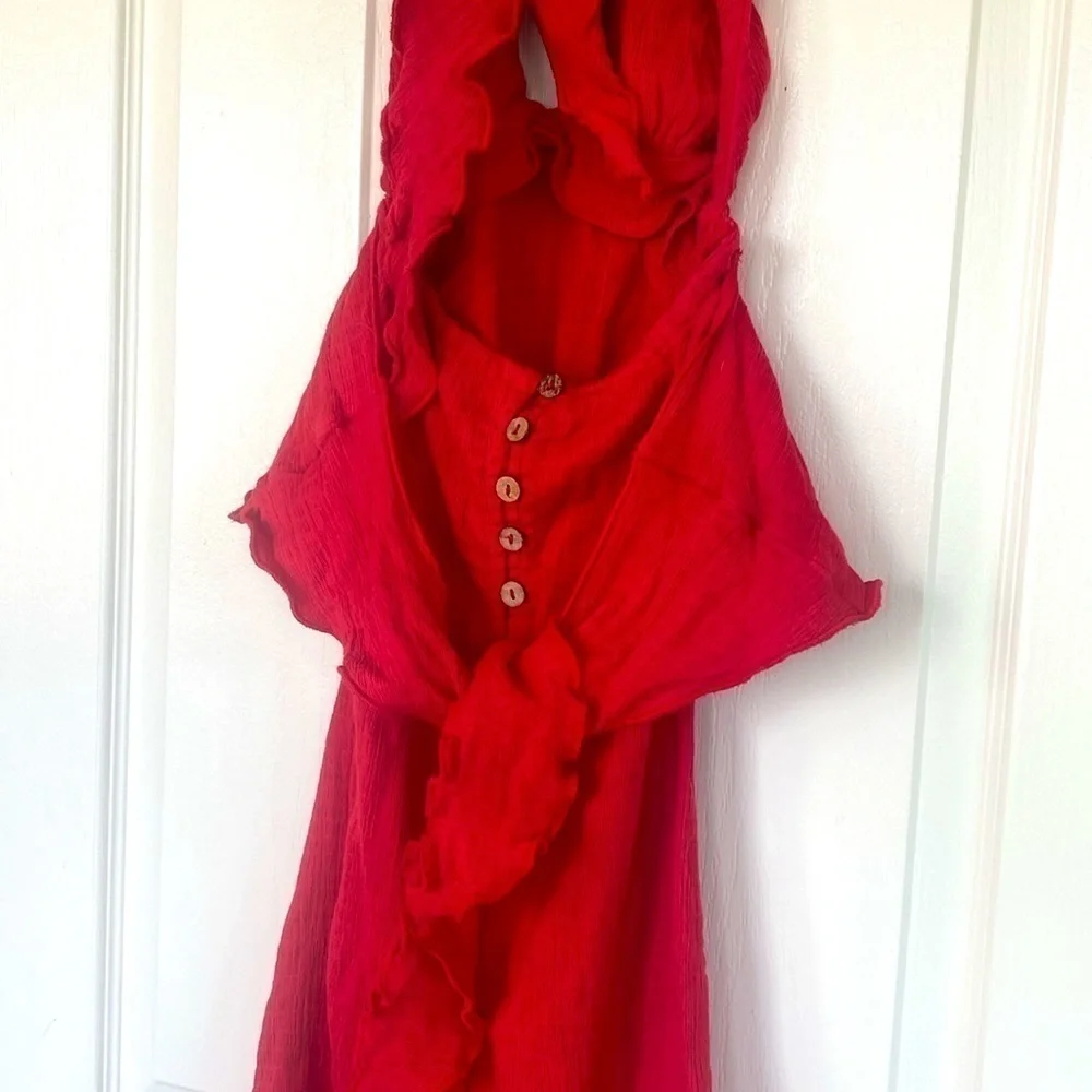 NWOT Free People red halter neck midi dress